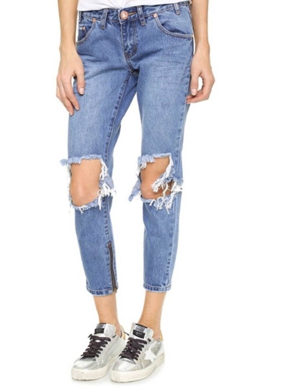 Free People OTS Straight leg Jeans Size 25 Casual Distressed Y2K Boho Grunge